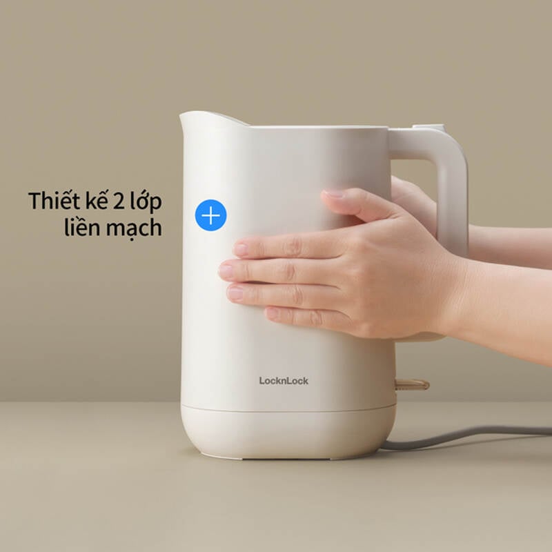 Ấm đun siêu tốc giảm âm LocknLock Silent electric kettle 1.2L- Màu trắng EJK216WHT, , large image number null
